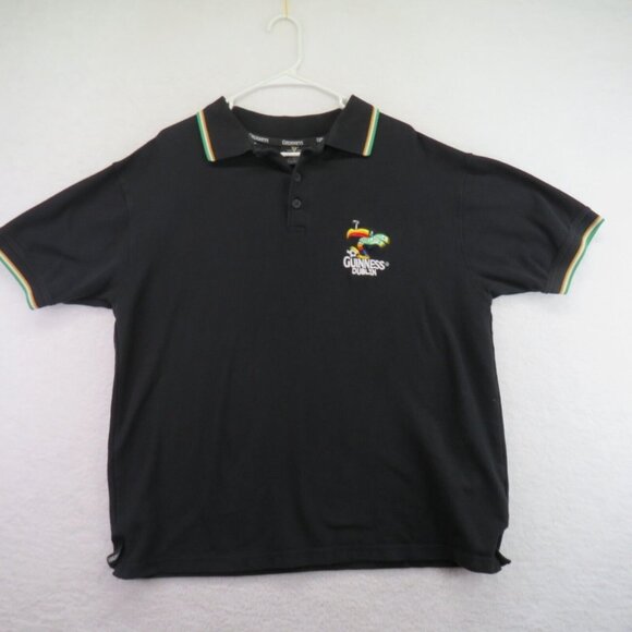 Guinness Polo Shirt Mens Extra Large Dublin Ireland Soccer Black Short Sleeve - Picture 1 of 10